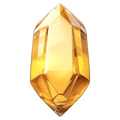 Poster - radiant, faceted yellow crystal with glossy finish, isolated on white background, showcasing its geometric design and vibrant color