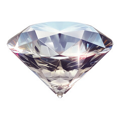 Aufkleber - sparkling diamond with intricate facets is isolated on white background, showcasing its brilliance and clarity. gemstone cut enhances its reflective qualities, creating dazzling effect