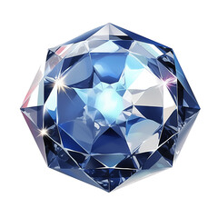 Aufkleber - brilliant blue diamond with intricate facets sparkles against white background, showcasing its clarity and elegance. gemstone vibrant hue and reflective surfaces create stunning visual
