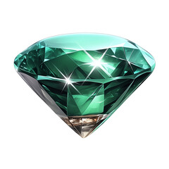 Poster - sparkling emerald gemstone with intricate facets, isolated on white background, showcasing its vibrant green color and clarity
