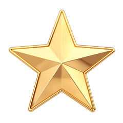Poster - shiny gold star pin with polished surface, isolated on white background, symbolizing achievement and excellence