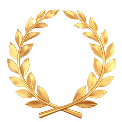 Poster - Golden laurel wreath made of gold, isolated on white background, symbolizing victory and achievement. shiny leaves and elegant design evoke sense of honor and prestige