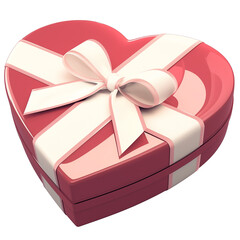 Poster - heart shaped gift box with white ribbon is isolated on white background, perfect for romantic occasions and celebrations