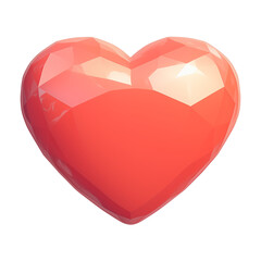Poster - shiny, faceted heart shaped magnet isolated on white background, reflecting light beautifully. vibrant red color and geometric design make it visually striking and appealing