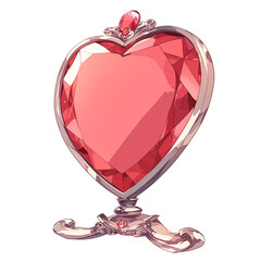 Aufkleber - heart shaped mirror with decorative frame and gemstone accents, isolated on white background, exudes elegance and charm