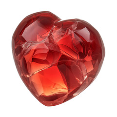 Poster - vibrant red heart shaped paperweight with intricate facets, isolated on white background, exudes elegance and charm. Perfect for adding touch of love to any desk or shelf