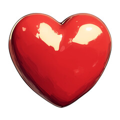 Poster - shiny red heart shaped pillow cover isolated on white background, reflecting light and creating glossy appearance. vibrant color and smooth texture evoke feelings of love and warmth
