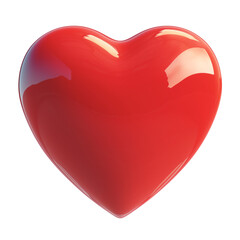 Poster - shiny red heart shaped pillow isolated on white background, reflecting light and creating glossy appearance. smooth surface and vibrant color evoke feelings of love and warmth