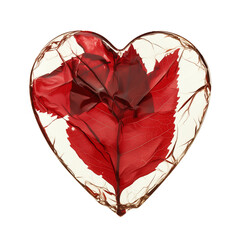 Poster - heart shaped scented sachet with red leaf design is isolated on white background, creating romantic and elegant atmosphere
