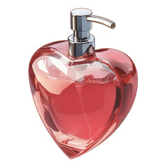 Poster - Heart shaped soap dispenser with sleek design, isolated on white background, perfect for adding touch of elegance to any bathroom or kitchen decor