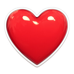 Poster - shiny red heart shaped sticker with glossy finish isolated on white background, symbolizing love and affection