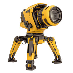 Aufkleber - yellow and black laser level with tripod design is isolated on white background, showcasing its modern and robust construction. device features adjustable legs and large lens for precision