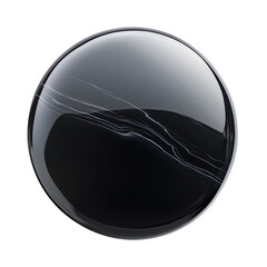 Poster - sleek, glossy onyx circle badge with smooth surface and subtle white veining, isolated on white background, showcasing elegance and simplicity