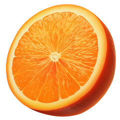 Poster - vibrant, juicy orange half isolated on white background, showcasing its fresh and zesty appeal. bright orange color and detailed texture highlight its natural sweetness and citrusy aroma