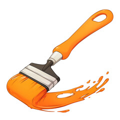 Aufkleber - orange paintbrush with splash of paint, isolated on white background, showcases creativity and artistic expression. vibrant color and dynamic motion suggest energy and inspiration