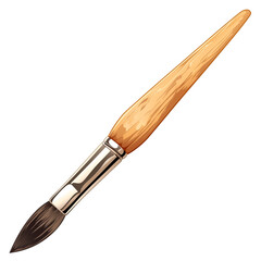 Aufkleber - wooden handled paintbrush with soft bristles isolated on white background, perfect for art and craft projects