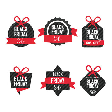 Black Friday badges, label, tags for sale and promotion set. 