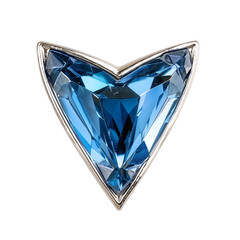 Aufkleber - stunning sapphire chevron badge with brilliant blue gemstone set in sleek silver frame, isolated on white background. intricate facets of gem catch light beautifully