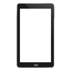 Poster - sleek black tablet with blank screen isolated on white background, showcasing its modern design and slim profile