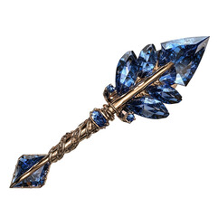 Poster - stunning arrow badge adorned with tanzanite gemstones, featuring intricate detailing and luxurious design, isolated on white background