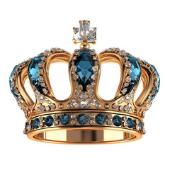 Aufkleber - luxurious gold crown adorned with blue gemstones and diamonds, isolated on white background, showcasing elegance and royalty