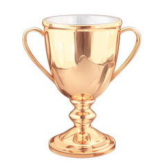 Poster - shiny gold trophy cup with elegant handles, isolated on white background, symbolizes achievement and success. reflective surface adds touch of sophistication and prestige