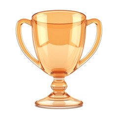 Poster - transparent glass trophy cup with elegant handles, isolated on white background, symbolizes achievement and success