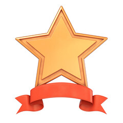 Aufkleber - golden star shaped plaque with vibrant red ribbon, symbolizing achievement and excellence, isolated on white background. design is simple yet elegant, perfect for awards