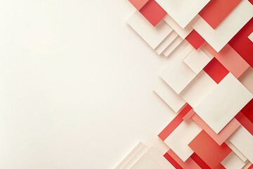 Poster - A vibrant composition of layered red and white geometric shapes creates a modern and dynamic backdrop. Perfect for creative projects, presentations, or artistic expressions.
