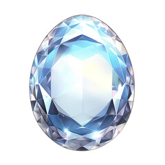 Poster - sparkling zircon gemstone with brilliant cut, isolated on white background, showcasing its clarity and reflective facets. gemstone egg shape adds unique touch to its elegance