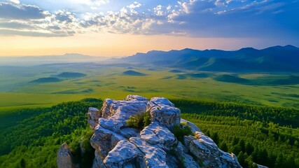 Poster - Sunrise View from Mountain Top Landscape