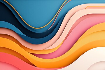 Poster - Abstract layered curves in vibrant colors create a visually stunning background. Ideal for creative projects, digital designs, and artistic presentations that need a pop of color.