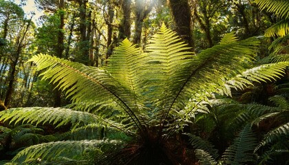 Wall Mural - silver fern cyathea dealbata in tropical rainforest whanganui national park north island new zealand oceania