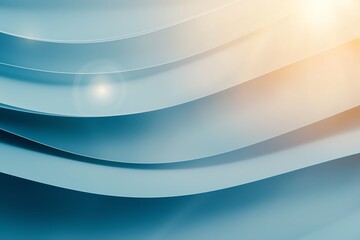 Poster - An abstract background featuring soft, flowing waves in shades of blue, illuminated by warm light. Ideal for use in various design projects and presentations.