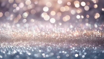 Wall Mural - beautiful festive background image with sparkles and bokeh in pastel pearl and silver colors selective focus shallow depth of field