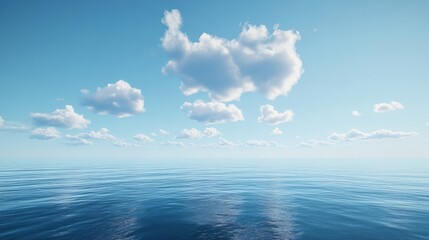 Wall Mural - tranquil blue sky with a few clouds, spreading over a calm and quiet ocean