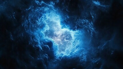Wall Mural - Abstract blue smoke moves on black background. Beautiful swirling blue smoke.