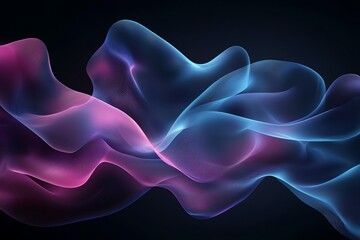 Poster - An abstract composition featuring flowing waves of pink and blue hues against a dark background, conveying a sense of tranquility and modernity for creative projects.