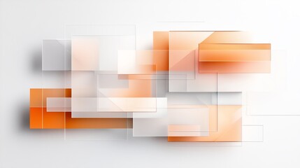 Poster - An abstract composition featuring translucent shapes in shades of orange and white, creating a modern and dynamic visual appeal suitable for various design projects.