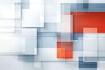 Poster - An abstract design featuring layered rectangles and squares in varying shades of blue, white, and red. Ideal for modern backgrounds, presentations, and artistic projects.