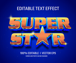 Poster - super star vector 3d text effect with modern style design