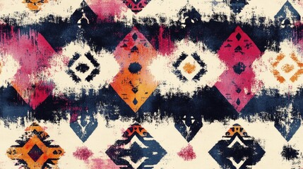 vintage style seamless pattern featuring african rug motifs shaman designs caribbean tie dye prints 