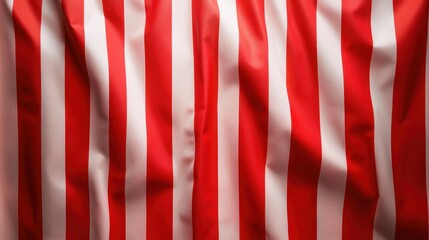 Poster - Vibrant red backdrop with classic red and white stripes forming a festive and eye-catching pattern