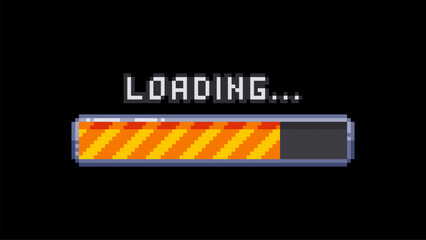 Aufkleber - Pixel art loading bar, retro game start, 8 bit, download bar screen. Pixelated progress animation. Loading from 0 to 100 percent.