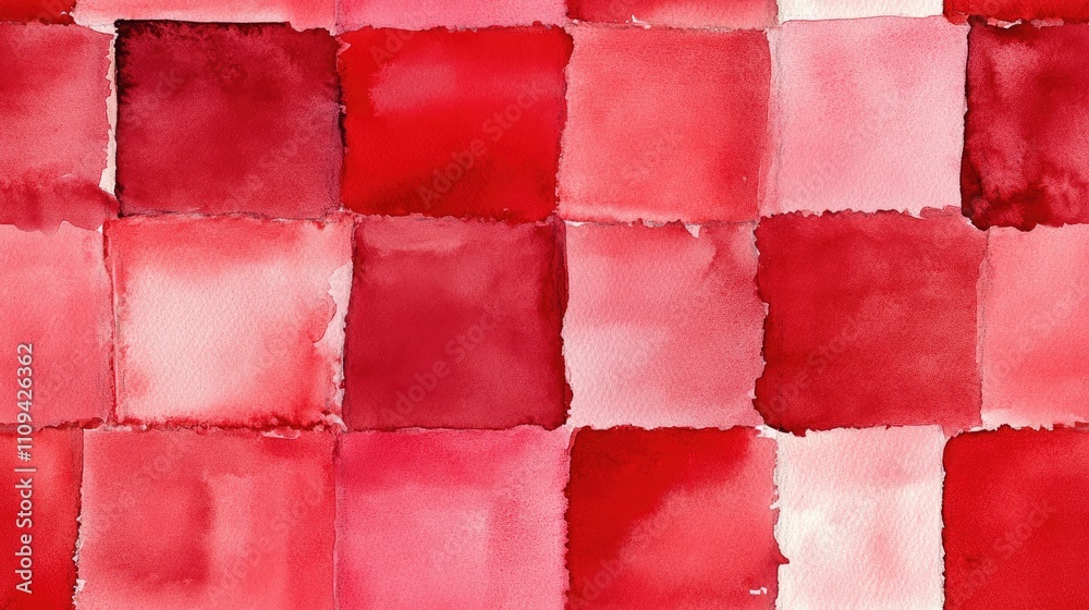 Watercolor red tone color shade cards with names and codes seamless ...
