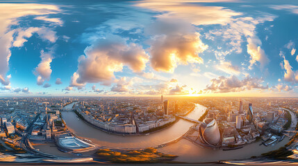 Wall Mural - Seamless sky hdri panorama degrees angle view with zenith and clouds for use as sky dome. render , sky, hdri. Zenith. Illustration