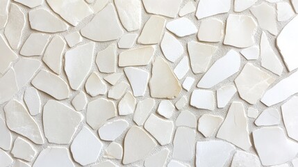 Poster - White Mosaic Tile Texture with Irregular Shaped Pieces