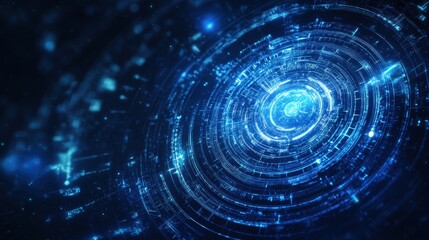  - Futuristic Digital Abstract Background with Glowing Blue Circles