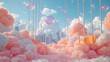 © Pixel World Vision  - Playful kidult atmosphere with adults enjoying swings and bubbles in a dreamy environment
