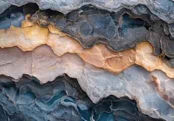Poster - Abstract Geology Pattern of Colorful Stone Layers Showcasing Natural Mineral Textures and Unique Geological Features in Earth Tones